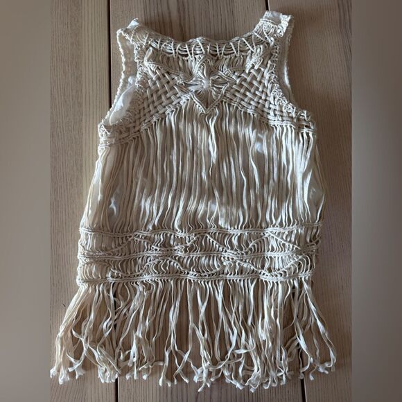 Staring at Stars Macramé Crochet back cotton tank top in cream - Size M - Picture 2 of 7